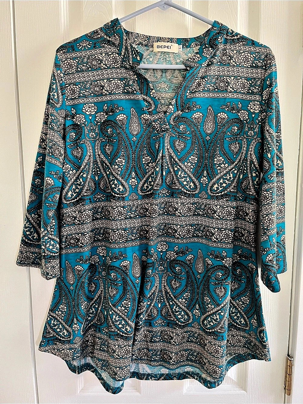 BEPEI Paisley Tunic in Blue & Black